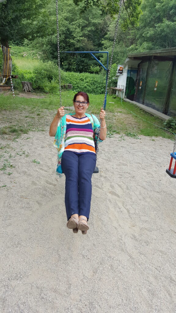Helena on the swing enjoying life