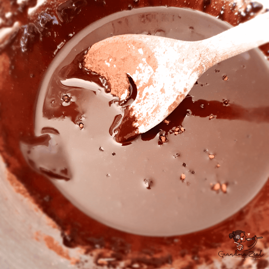  Melting cacao butter in a double boiler with boiling water underneath