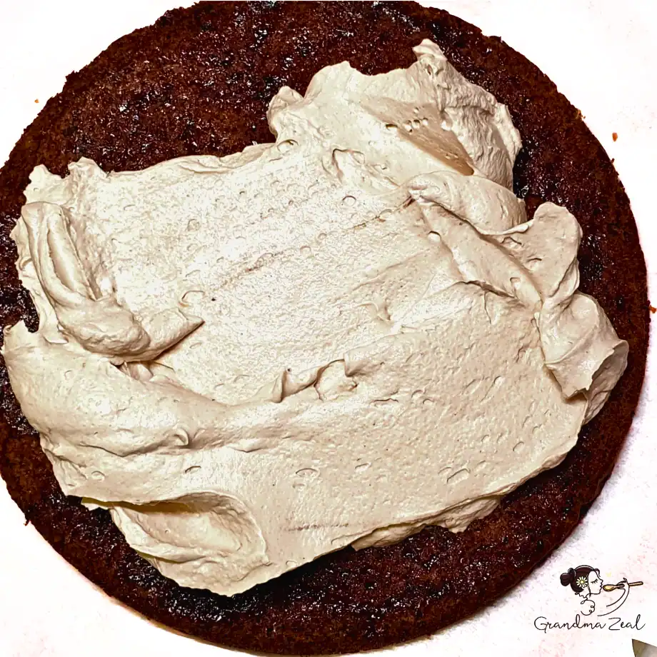 Chocolate cake with a rich base and light chocolate mascarpone frosting