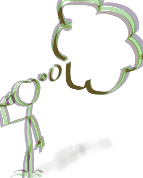 graphics of a person with the thinking bubble