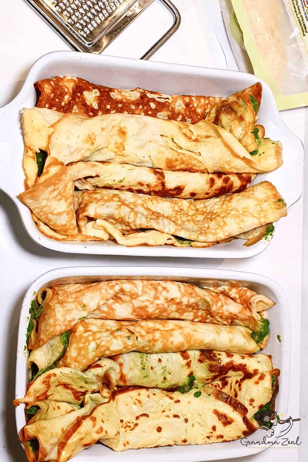 rolled savoury crepes 