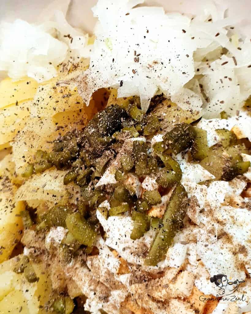 Seasoning added to potatoes